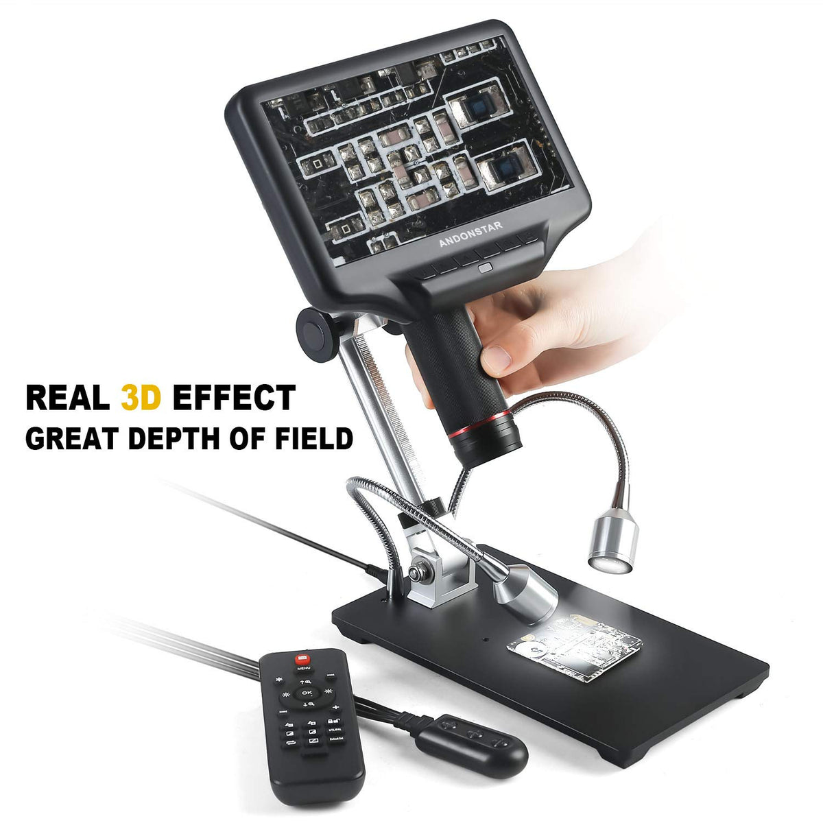 UV filter front of the lens protects clarity during soldering tasks.
