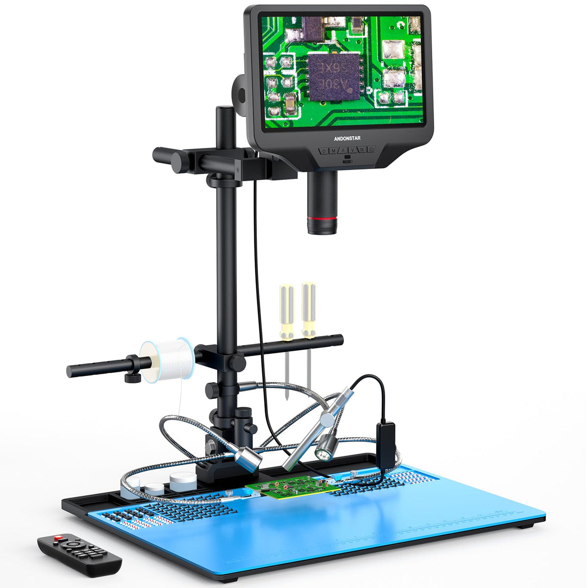 Andonstar AD409 Max station setup enhances workspace for PCB soldering precision
