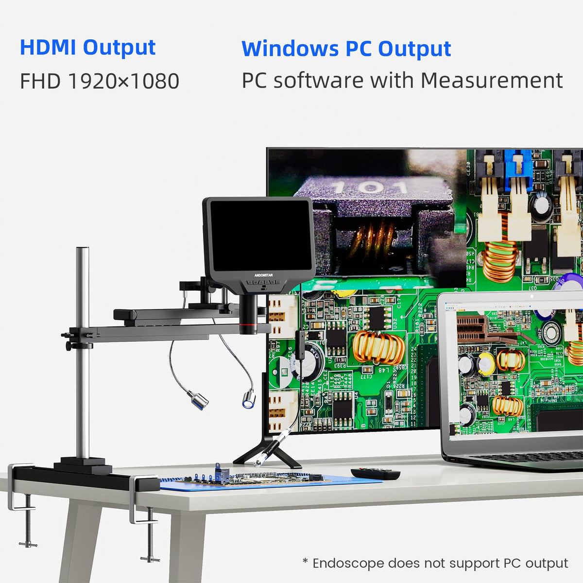 Andonstar AD409 SA 2-in-1 endoscope and microscope view enables versatile inspections
