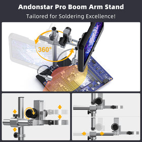 Andonstar pro boom arm stand enabling precise soldering angles