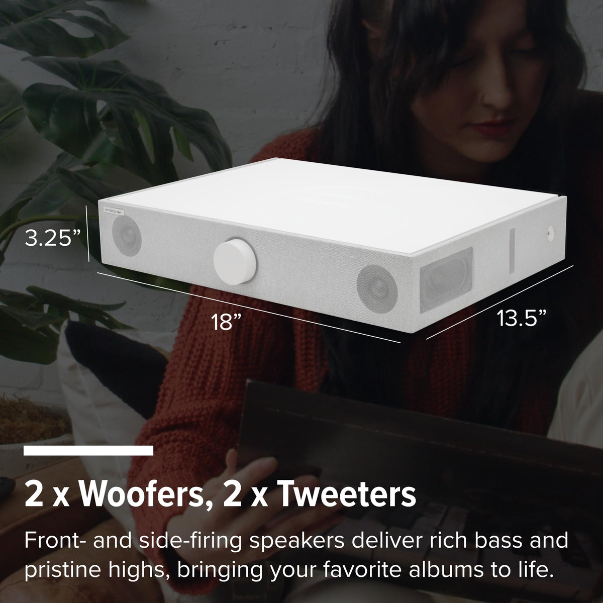 Andover Audio Spinbase 2 front view shows sleek, modern styling.