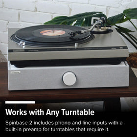 Andover Audio Spinbase 2 remote control enables easy on-sofa adjustments.