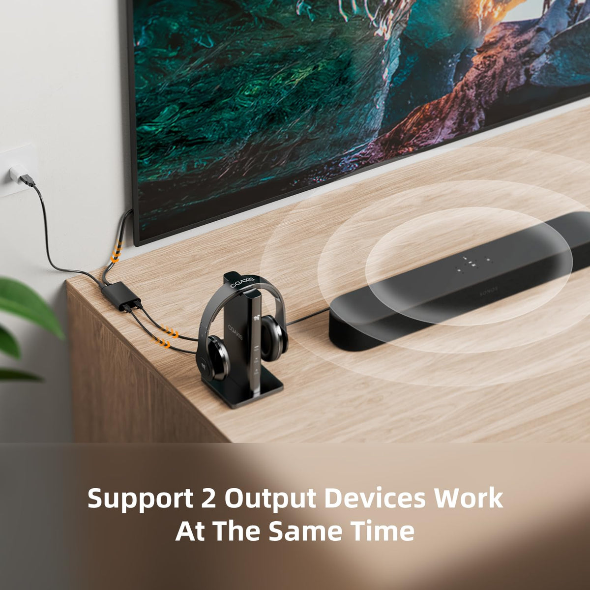 Andtobo USB-C powered Toslink splitter for stable optical audio