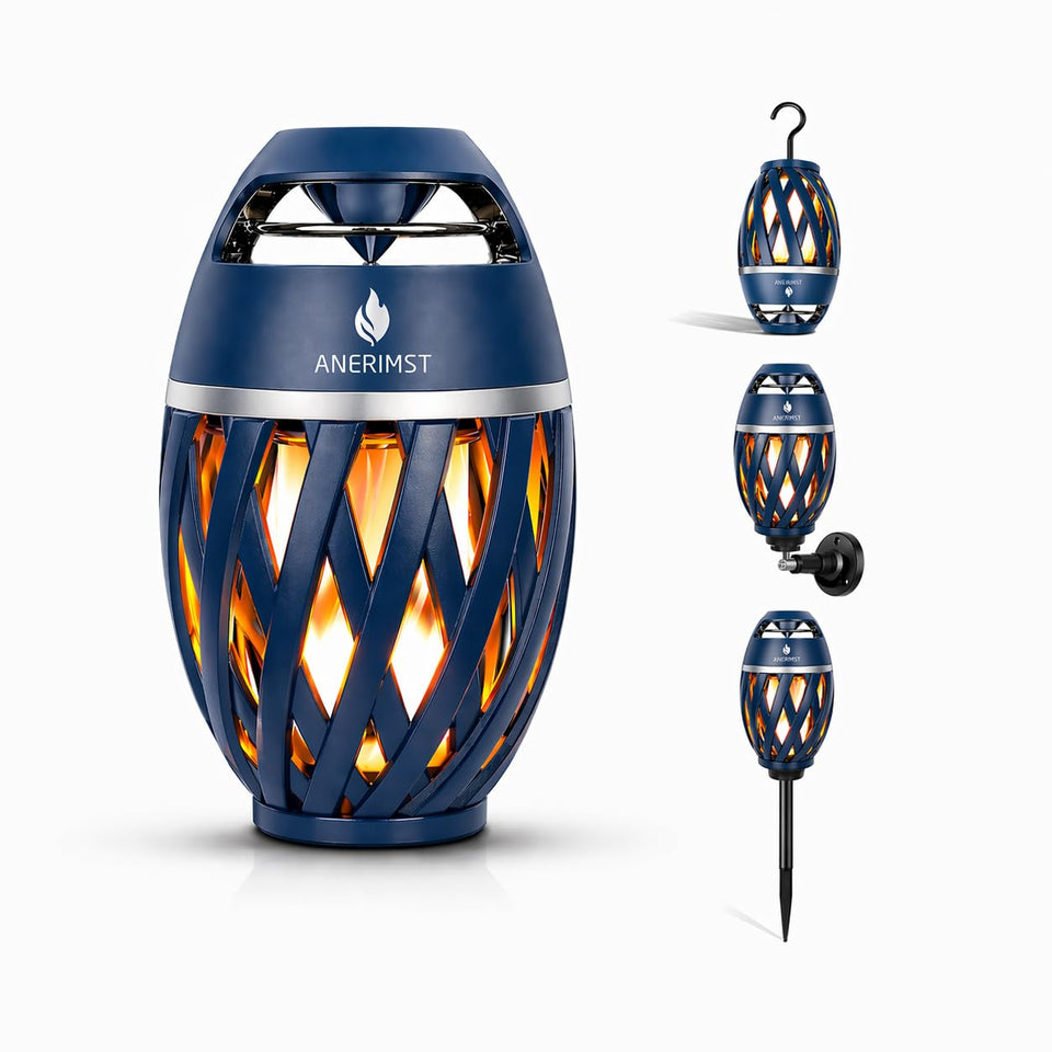 ANERIMST front view in blue showing speaker and torch for ambient lighting benefit