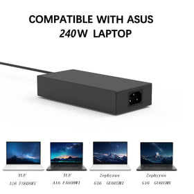 ANFRLE adapter side label with specs showing 20V 12A 240W benefit clear compatibility