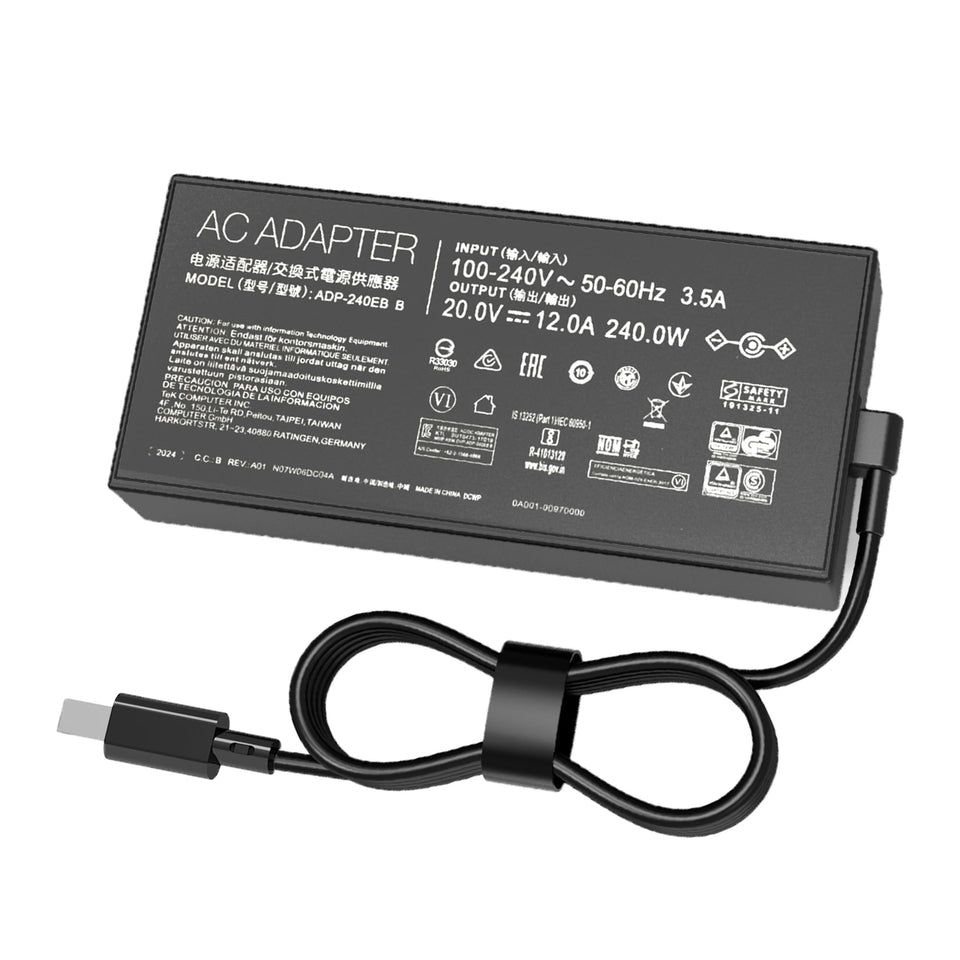 ANFRLE 240W adapter front view showing compact brick and benefit fast reliable power