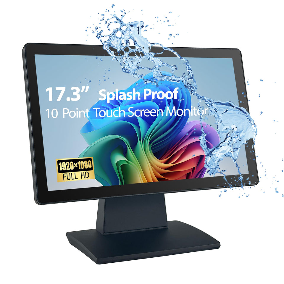 ANGEL POS 17.3-inch monitor front view, ideal for durable daily retail use.