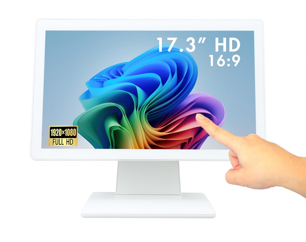 ANGEL POS 17.3-inch touchscreen monitor front view for a sleek checkout experience.