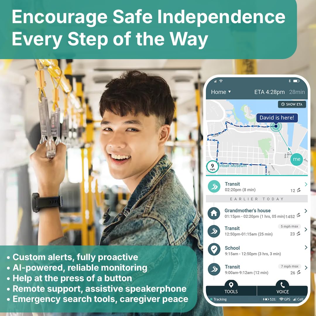 AngelSense geofence feature with customizable safe places and alerts.
