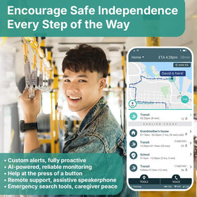 AngelSense geofence feature with customizable safe places and alerts.