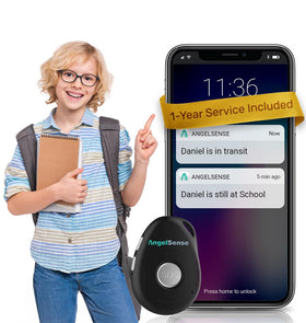 AngelSense safety monitor worn by child enables real-time tracking and confidence