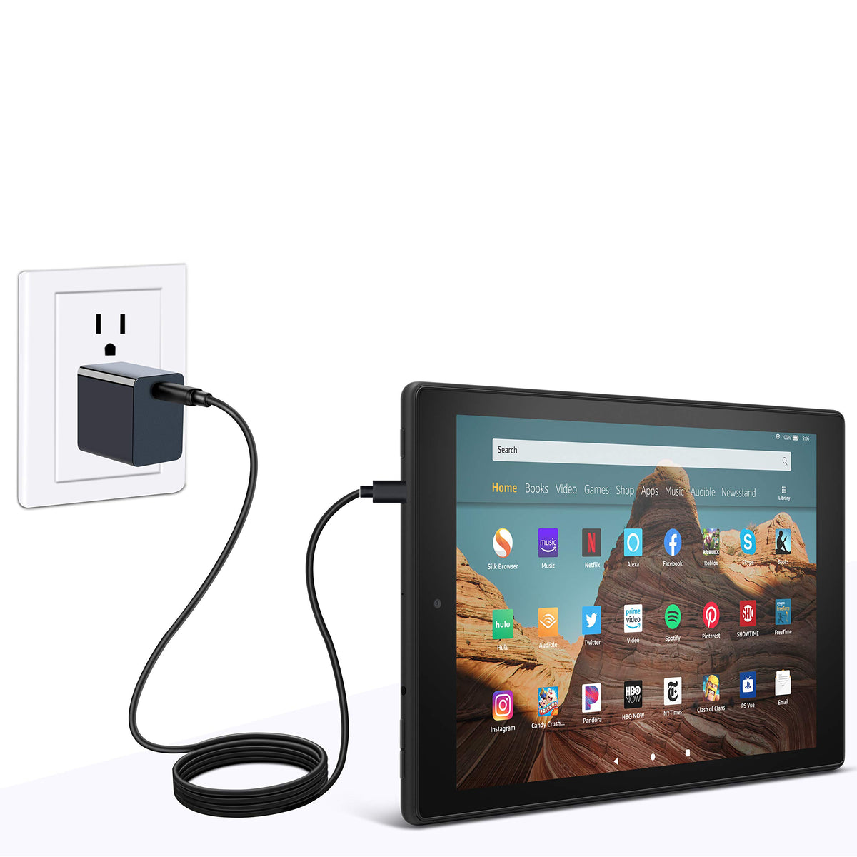 ANGREAT powering a Fire HD tablet, faster charging benefit demonstrated