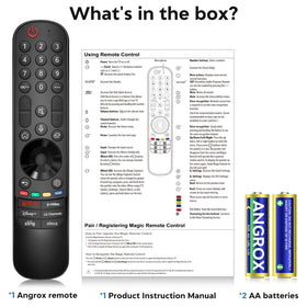 Angrox remote on living room couch controlling TV, convenient viewing benefit