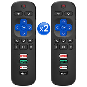 Angrox Roku remote two-pack with glossy finish ready for quick replacement on compatible TVs