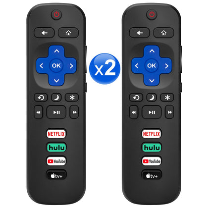 Angrox Roku remote two-pack with glossy finish ready for quick replacement on compatible TVs