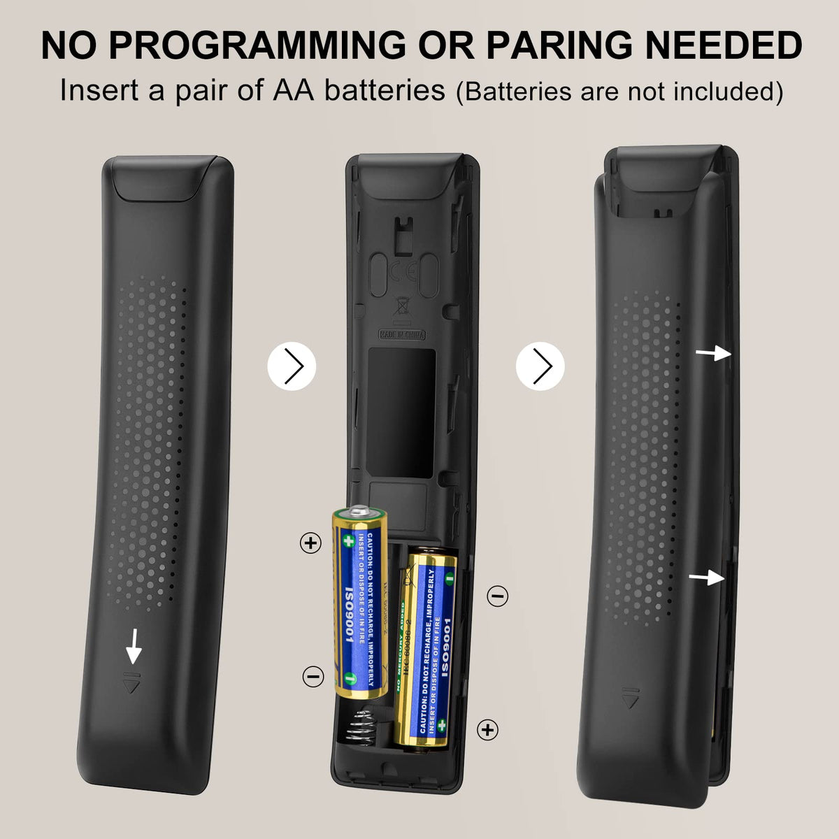 Angrox remote easy setup image indicates no programming required.