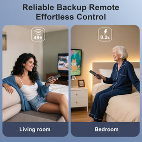 Angrox two-remotes pack ready for backup in main living room.
