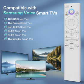 Angrox voice-control remote showing broad compatibility across Samsung models