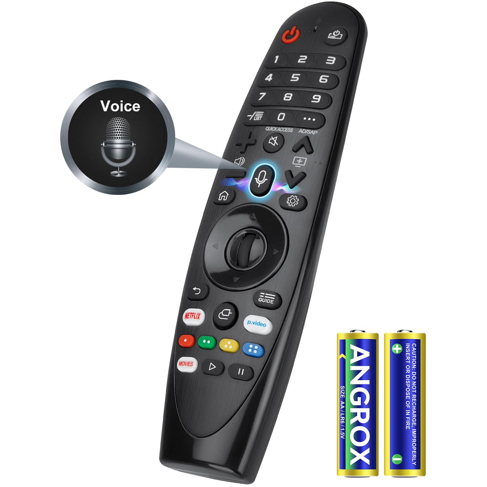Angrox Voice Magic Remote front view with ergonomic grip for smooth control.