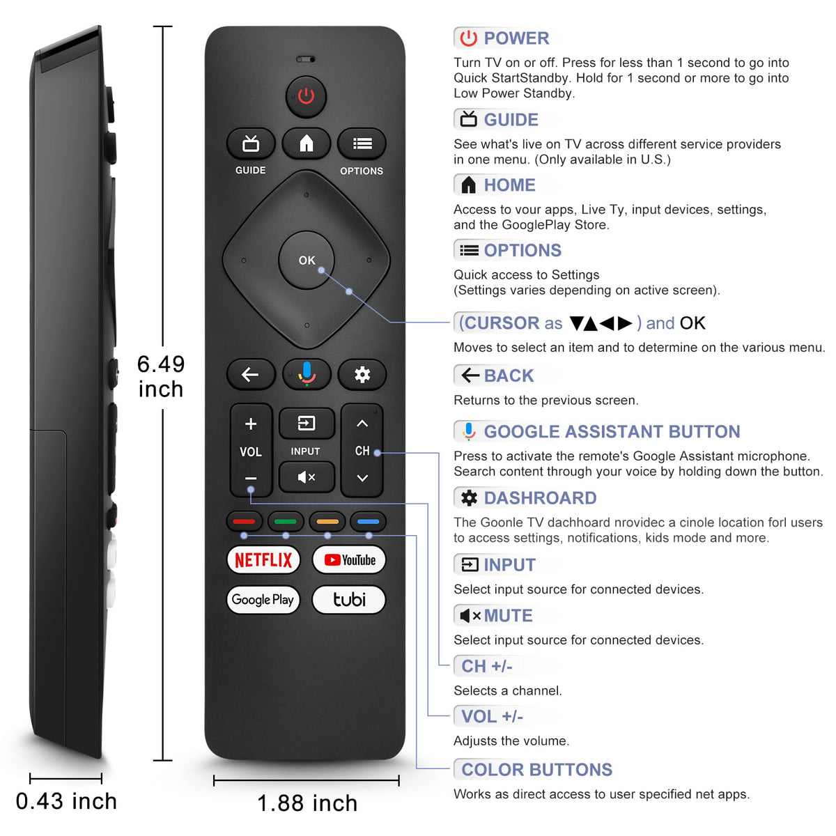 Angrox remote requires two AAA batteries for operation (not included).