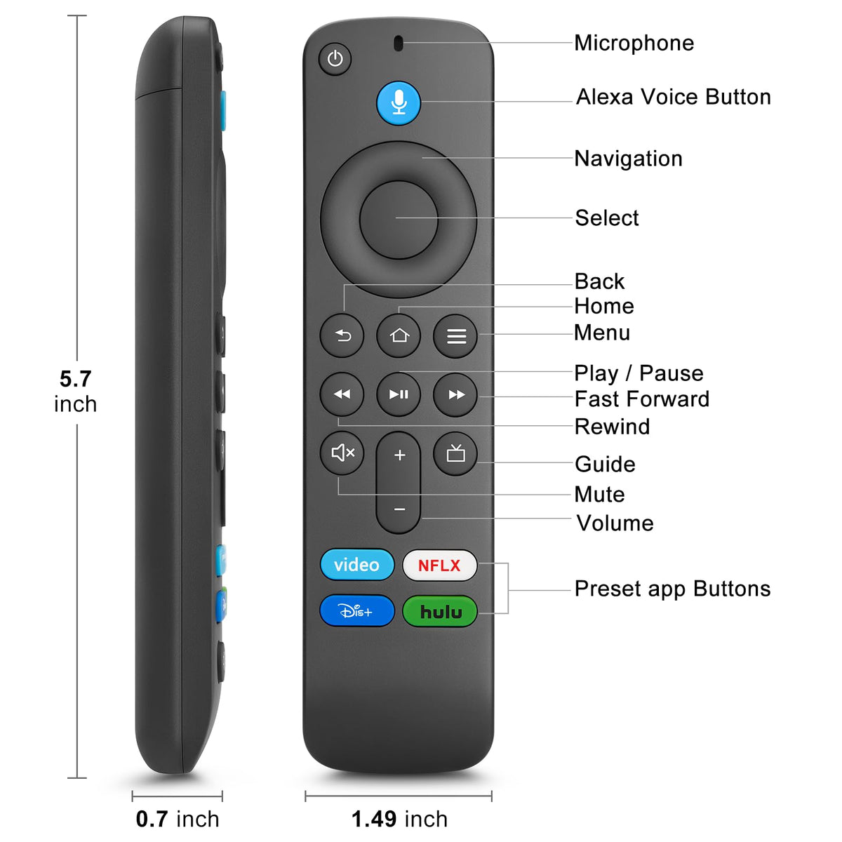 Angrox voice remote in hand emphasizes comfortable ergonomic design.