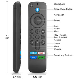 Angrox voice remote in hand emphasizes comfortable ergonomic design.