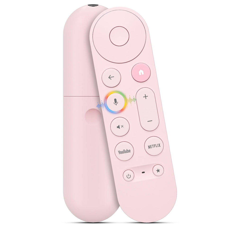 Angrox voice remote for Google TV front view highlighting ergonomic design.