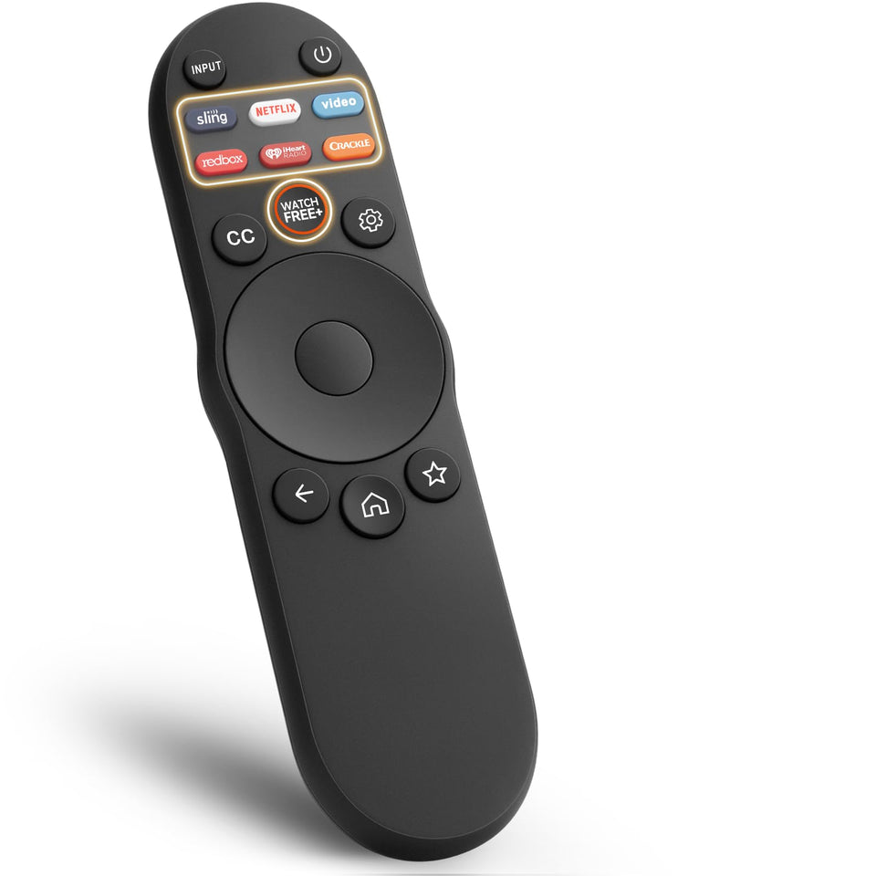 Angrox XRT270 remote front view highlights compact ergonomic design for Vizio TVs
