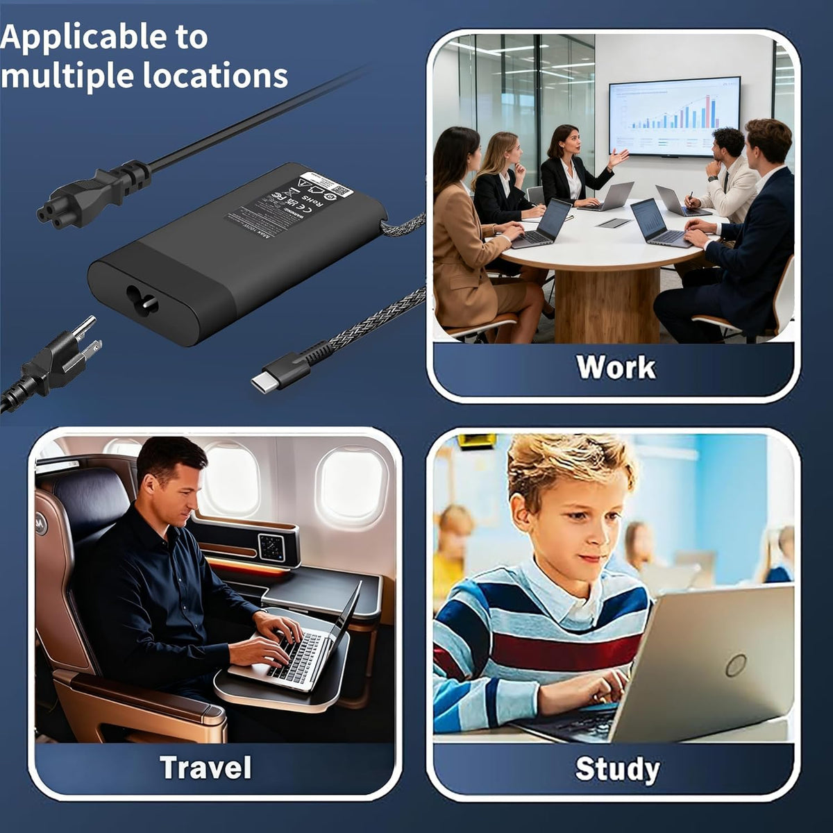 AN·GWEL USB-C charger with travel-friendly case for on-the-go work.