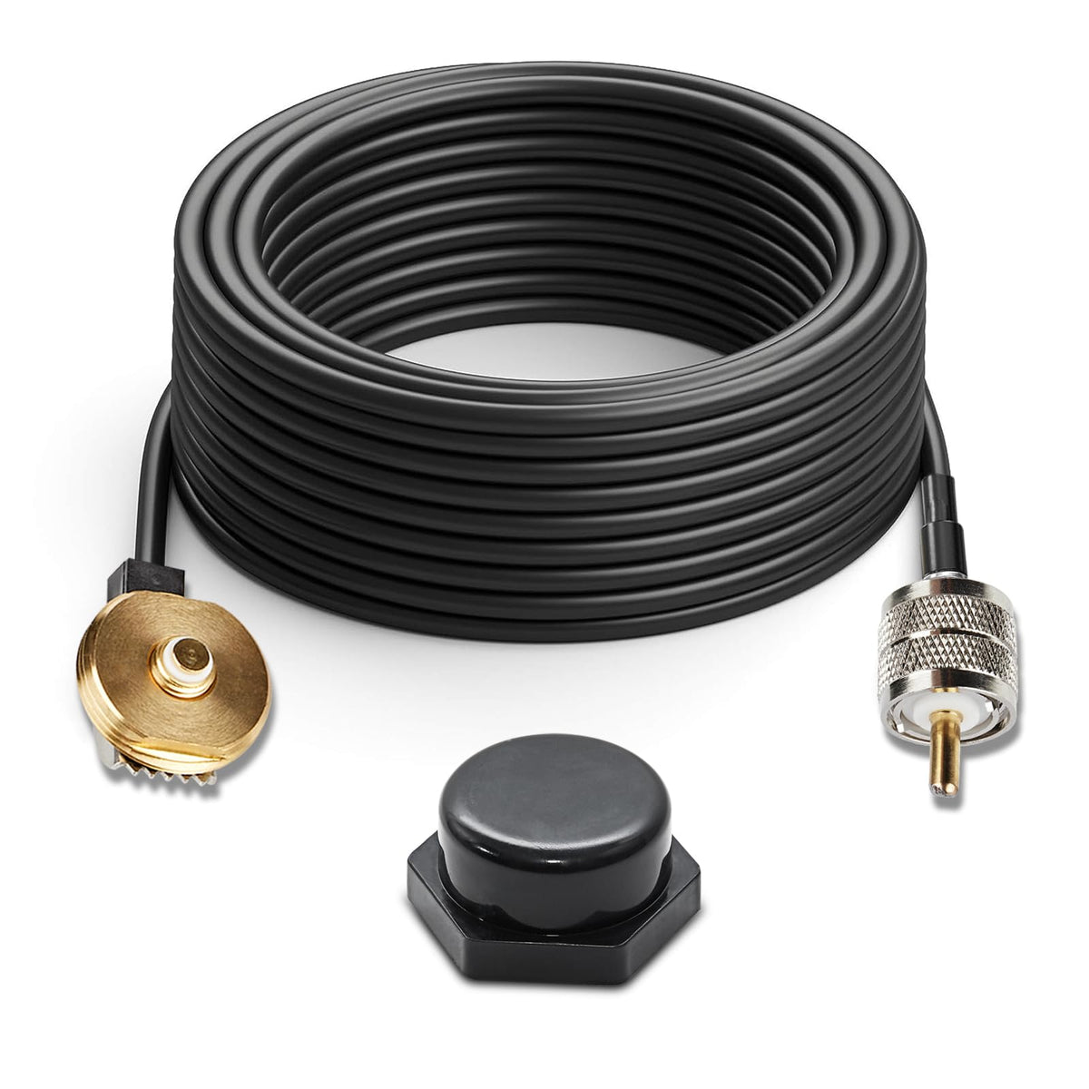 Anina 16ft pure copper coax cable with NMO to PL259 for reliable mobile radio connections.