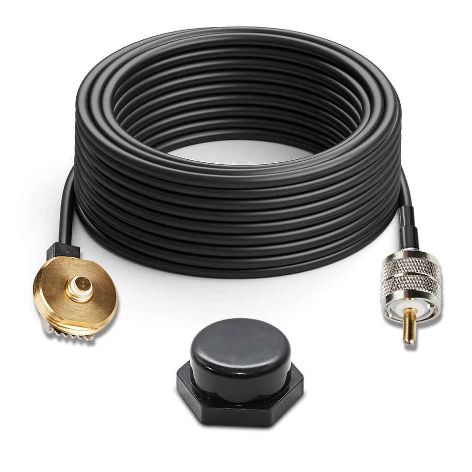 Anina 16ft pure copper coax cable with NMO to PL259 for reliable mobile radio connections.