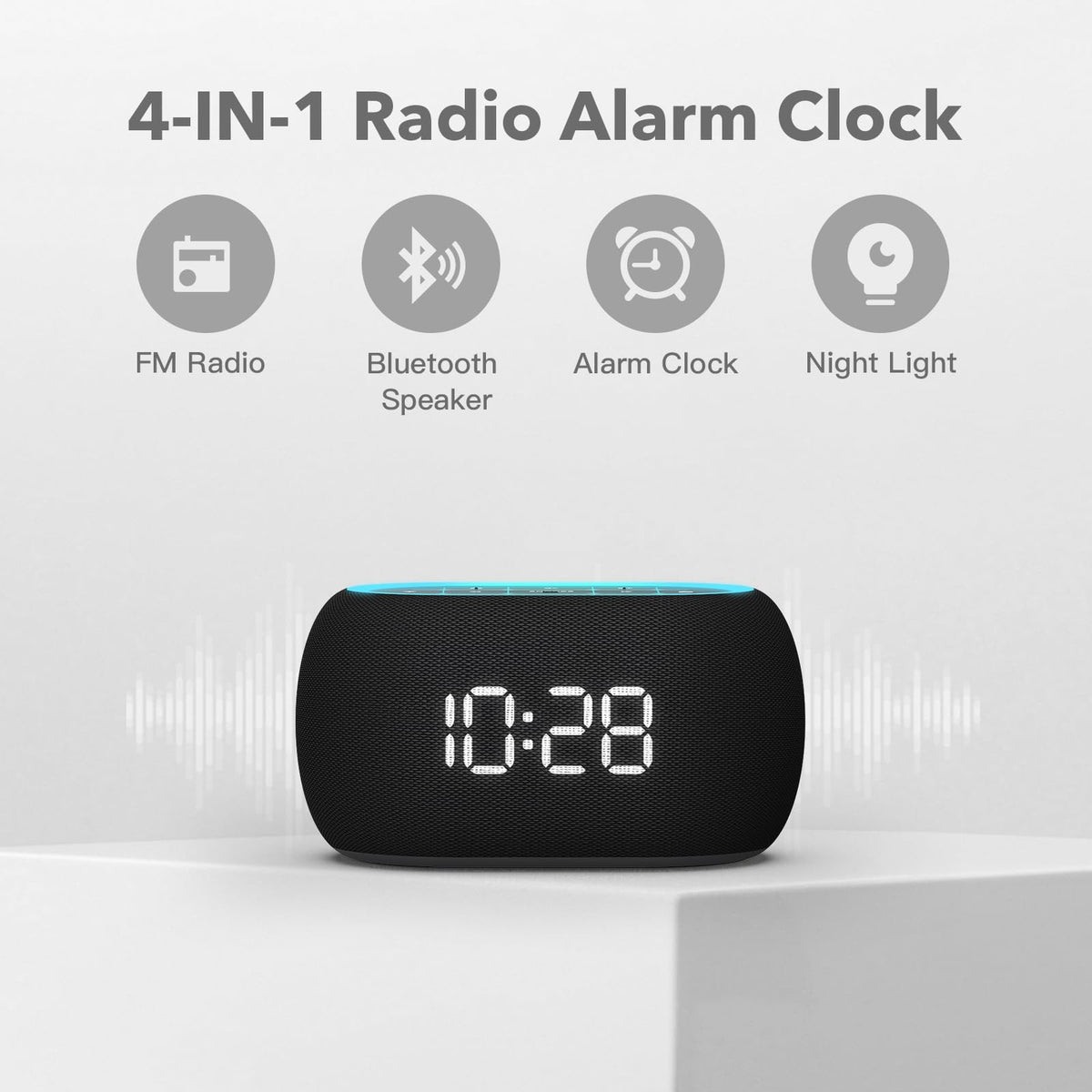 ANJANK alarm clock radio with Bluetooth speakers delivers rich stereo sound for mornings.