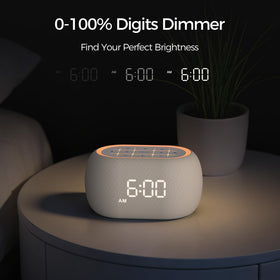 ANJANK placed on bedside table with phone and book showing radio and sleep timer use