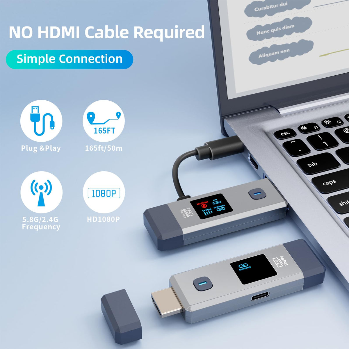 ANJCTDD wireless HDMI receiver box for compact, travel-friendly setup.