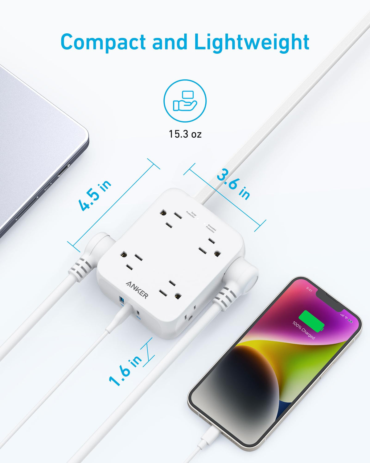 Anker 10ft cord scale with hand showing extended reach and flexible placement