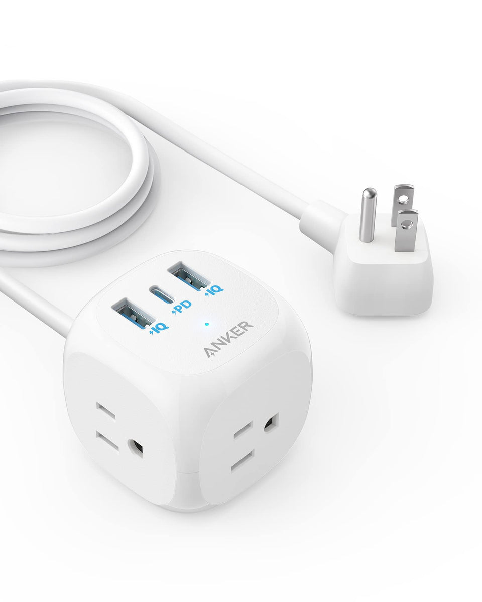 Anker 321 Power Strip with 3 outlets powers desk devices safely