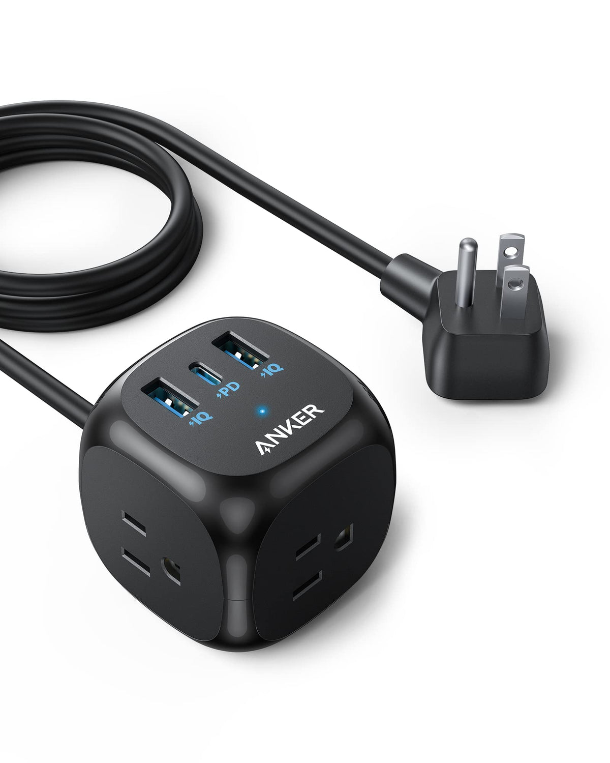 Anker 321 Power Strip front view with multiple ports for organized charging.