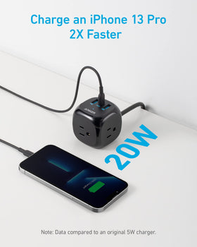 Anker 321 Power Strip USB-C port enabling fast charging access for devices.