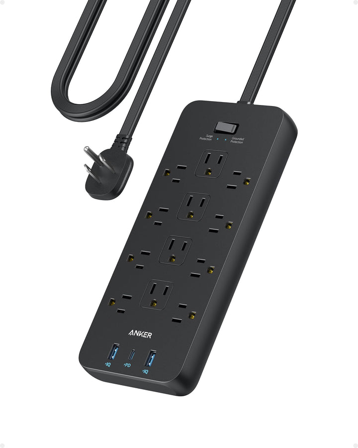 Anker 351 front view showing 12 outlets and compact design for efficient power use