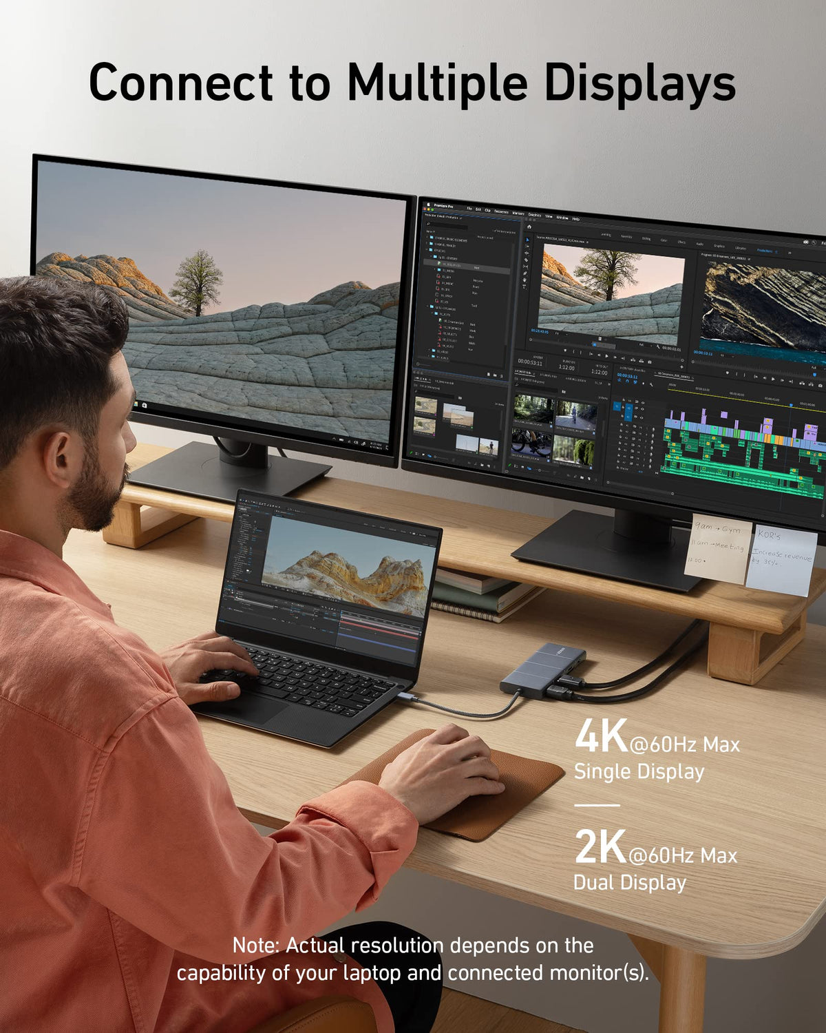 Anker 565 USB-C Hub 85W pass-through demonstrates efficient charging while you work.
