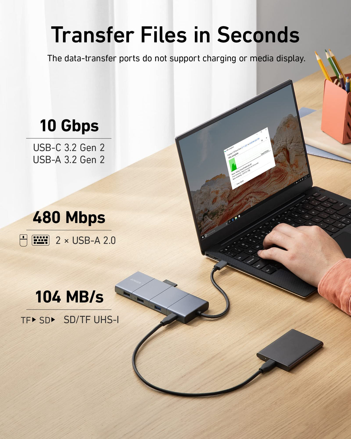 Anker 565 USB-C Hub packaging includes guide and warranty information.