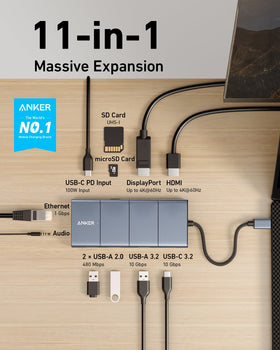 Anker 565 USB-C Hub side-ports offer quick data access and efficient power delivery.