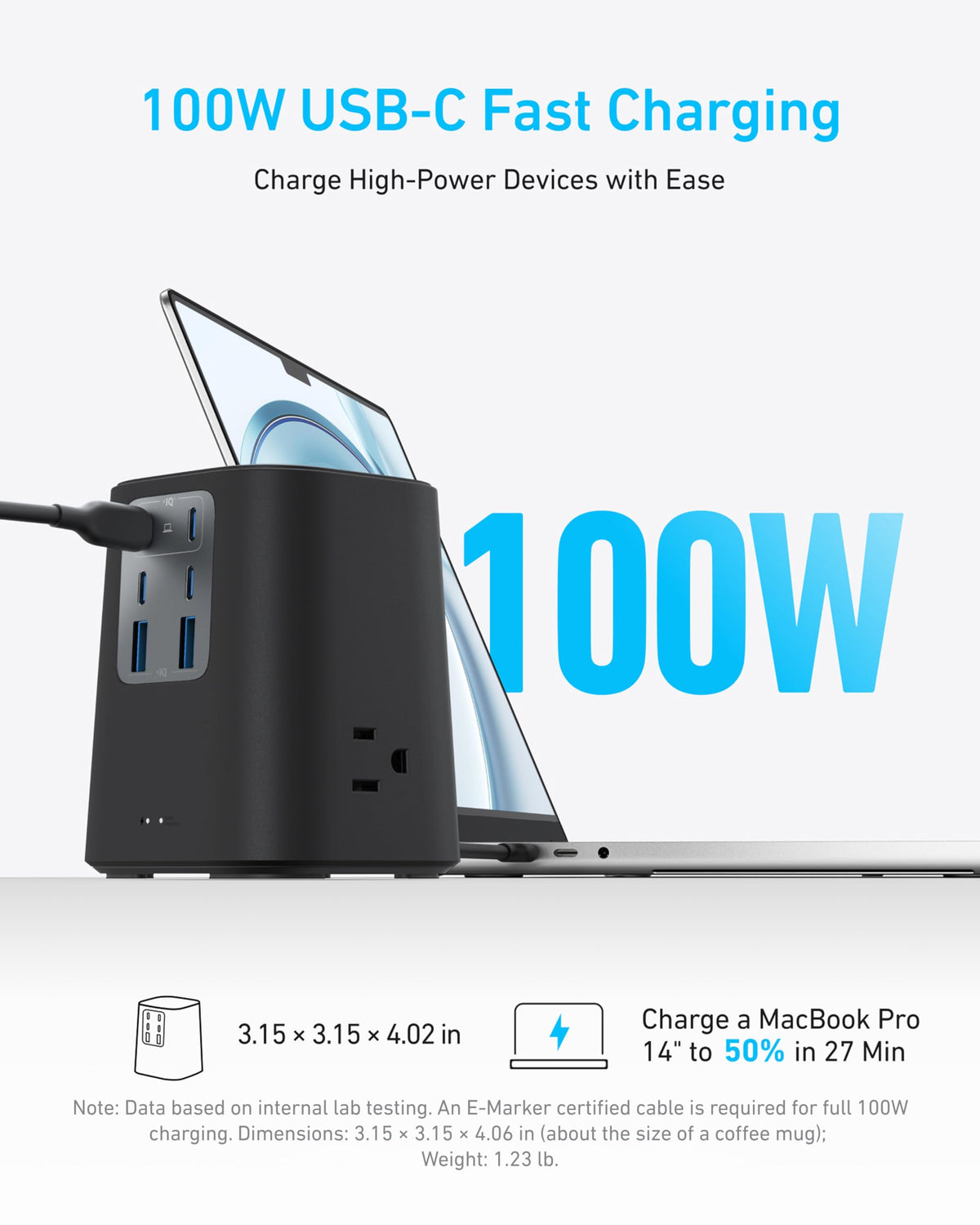 Anker top view of AC outlets and USB ports emphasizing multi-device support