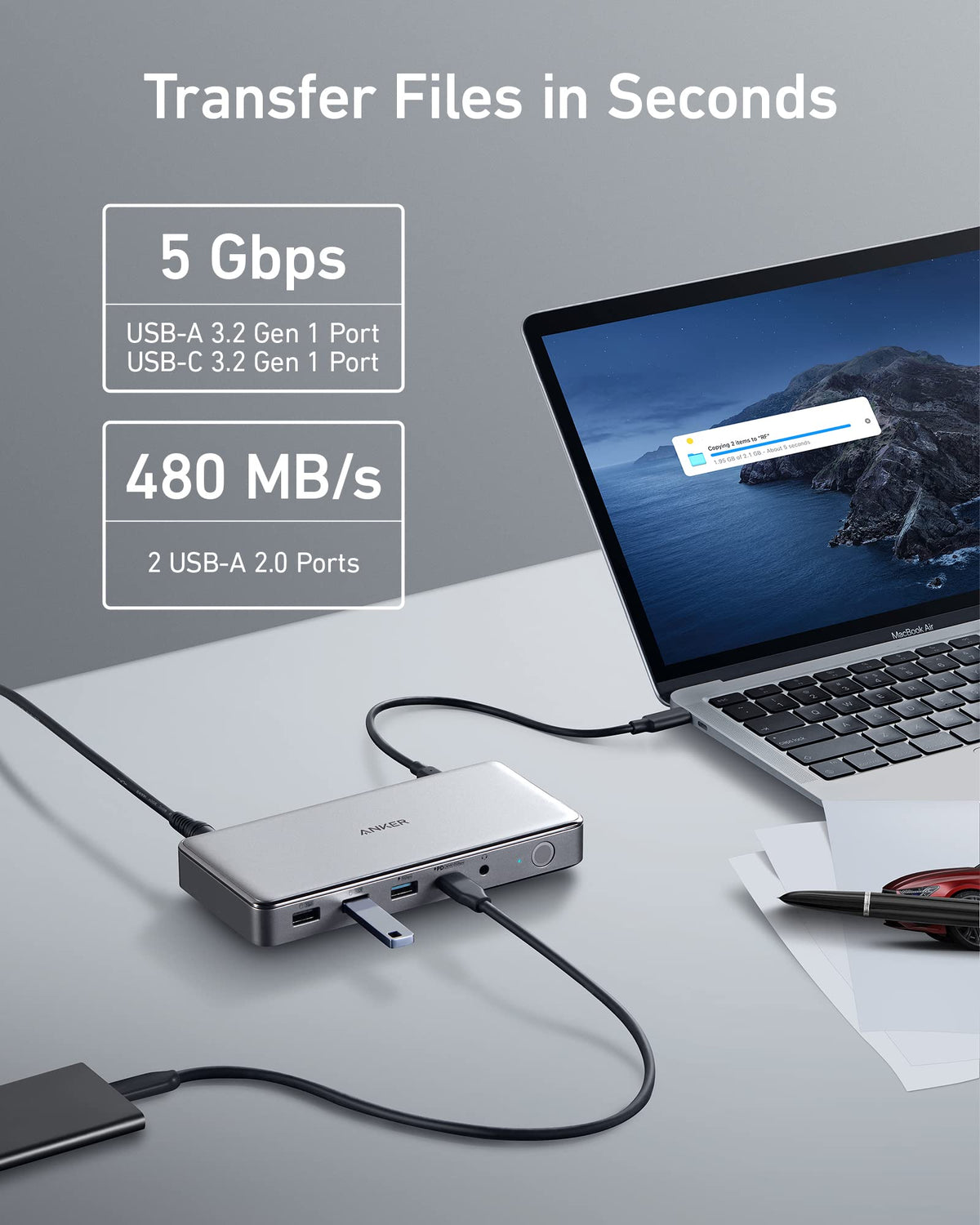 Anker DL6350 5 Gbps transfer via USB-C/USB-A ports