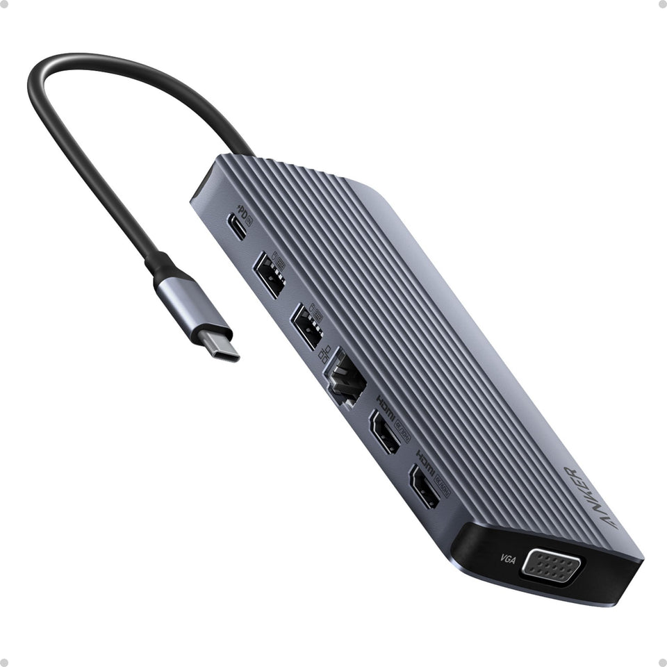 Anker dock front view showing ports and compact design for desktop expansion