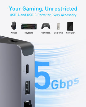 Anker dock USB ports with peripherals enabling fast 5Gbps accessory use