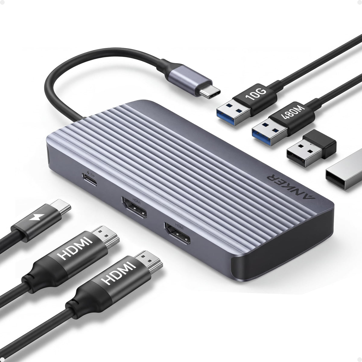 Anker hub front overview showing ports and compact design for expanded connectivity