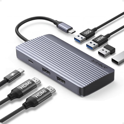 Anker hub front overview showing ports and compact design for expanded connectivity