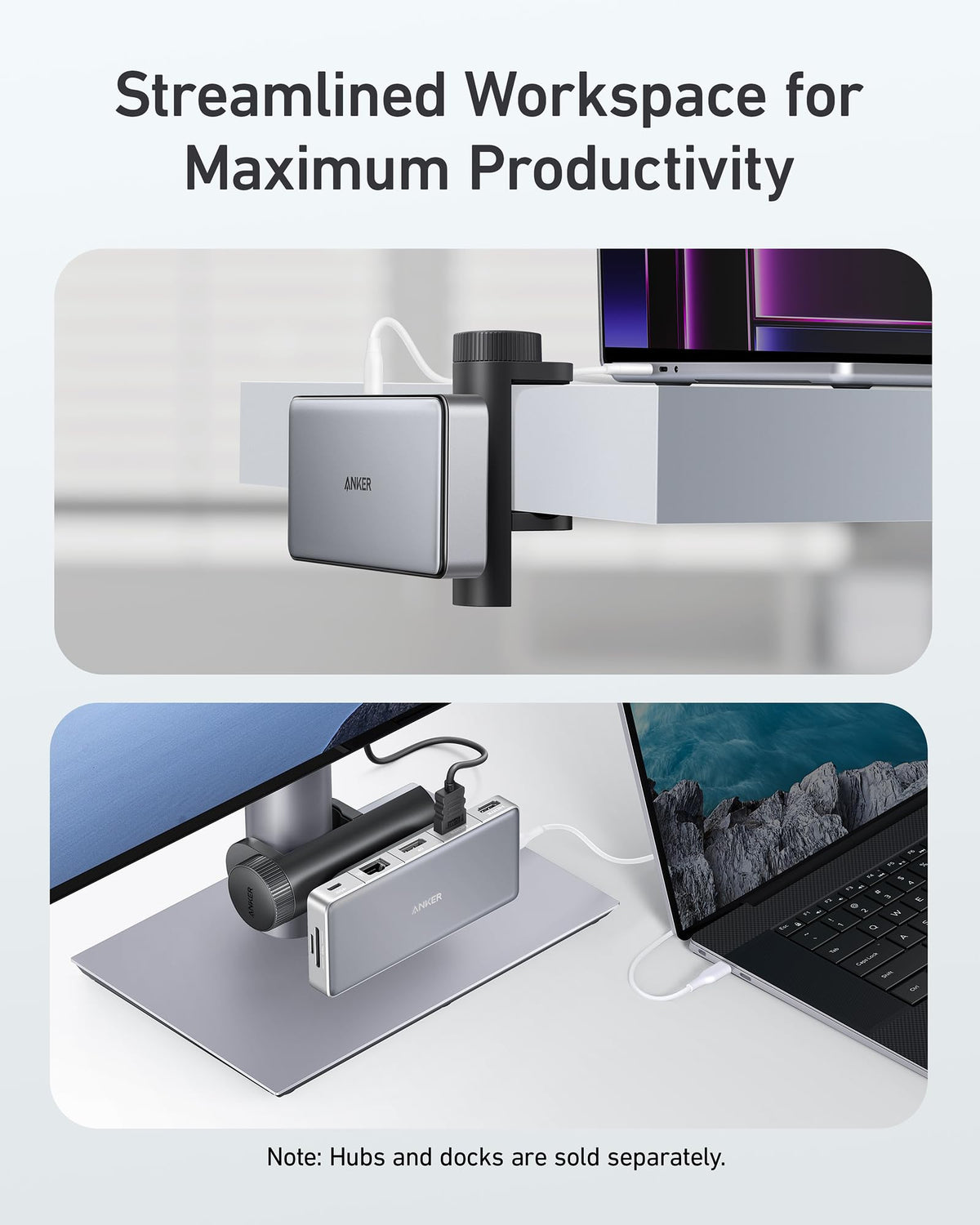 Anker Hub Mounting Kit secure clamp provides stable docking on any surface