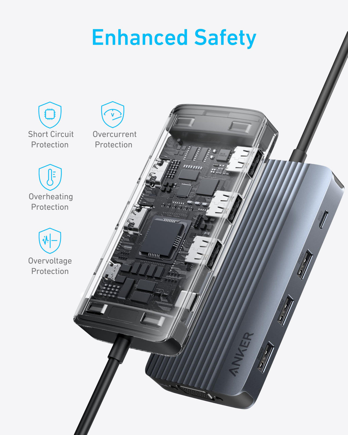Anker hub aluminum texture detail highlighting durable build quality